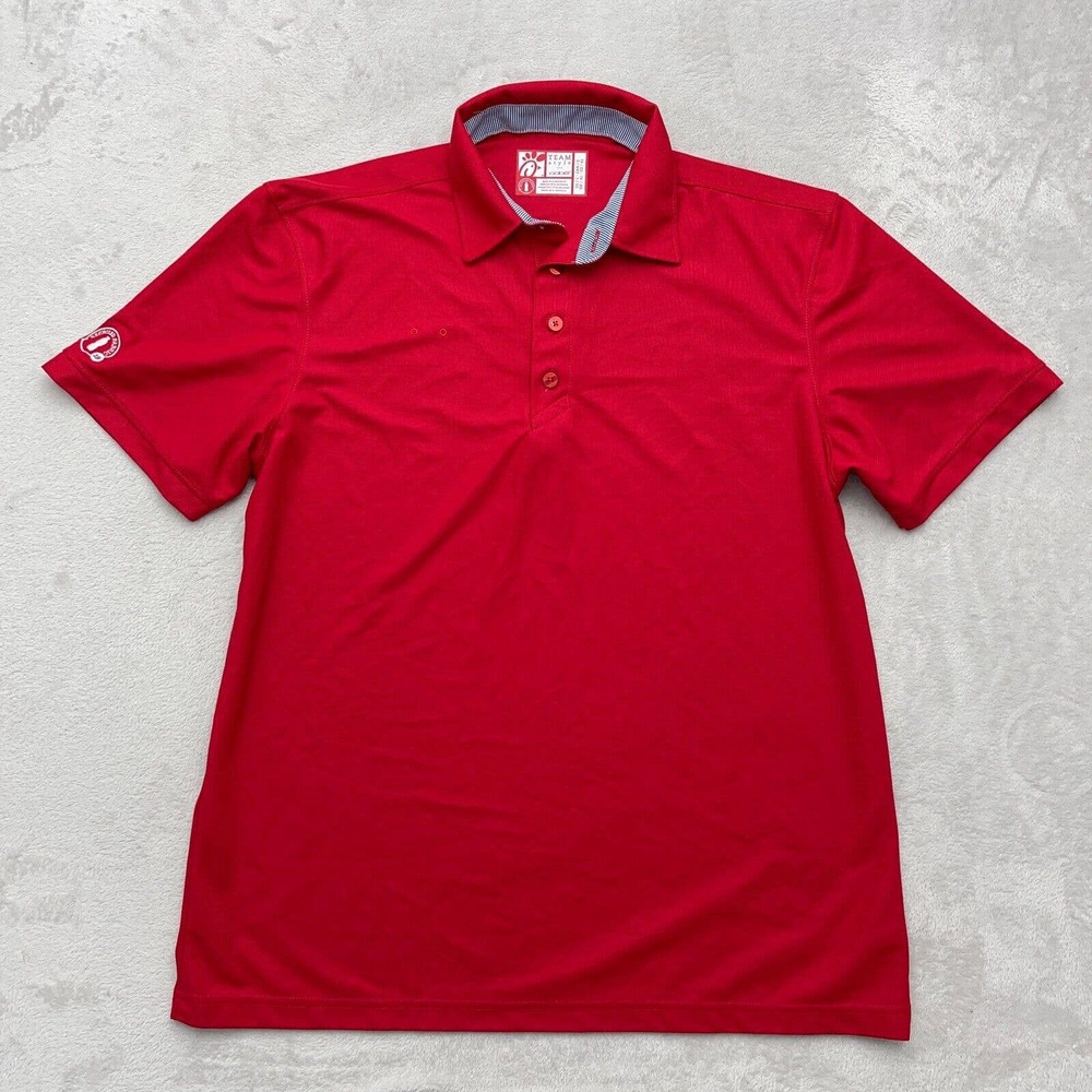 Chic Fil A Polo Shirt Mens Large Red Short Sleeves Work Uniform Team Style Oobe